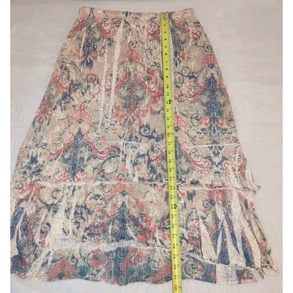 Reba Women's M Boho Cowgirl Western Peasant Lace Knit Mesh High Low Skirt - Picture 12 of 13